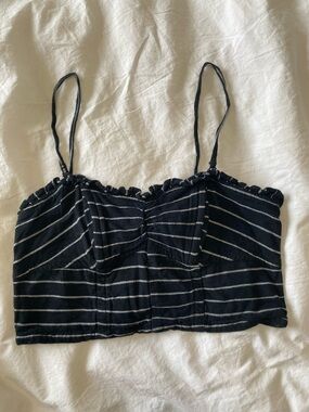 American Eagle Outfitters Black & White Striped Cropped Camisole